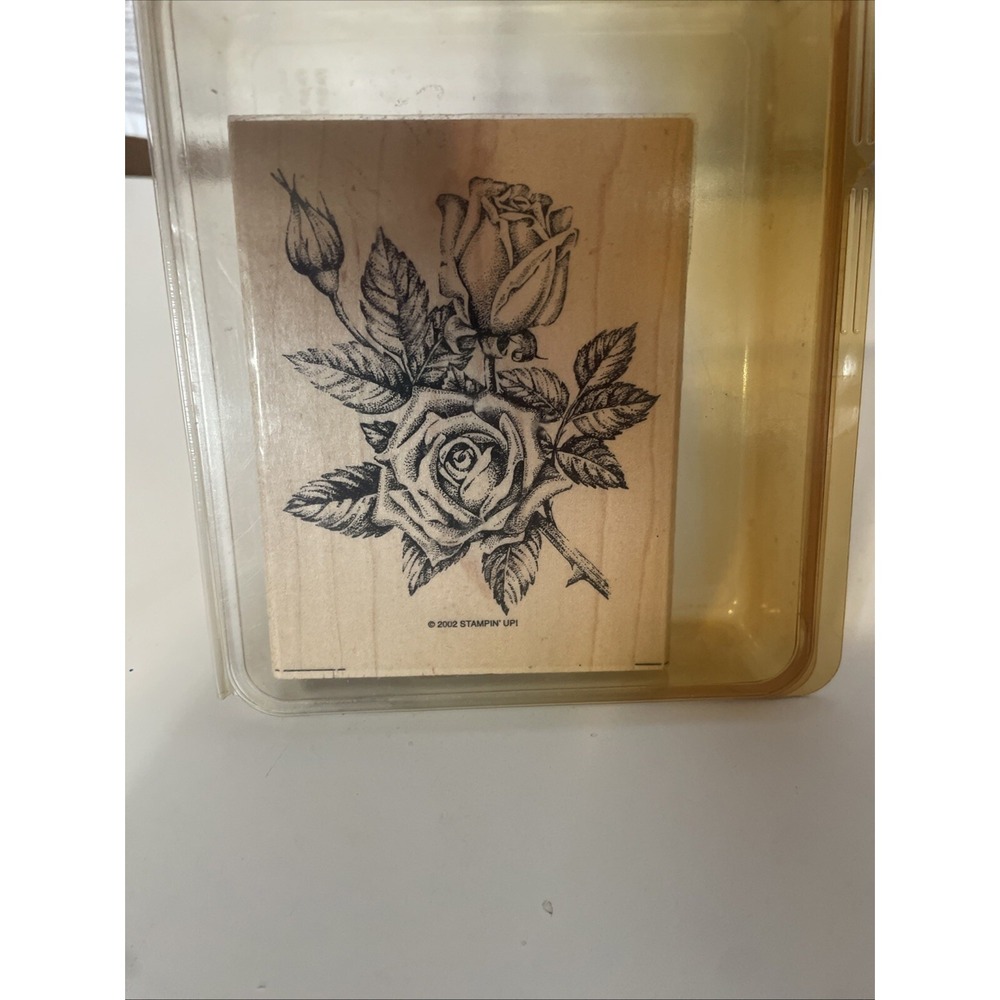 5/$20! Stampin Up STIPPLE ROSE Wood Stamp Cards Scrapbooking Beautiful Rare 2002
